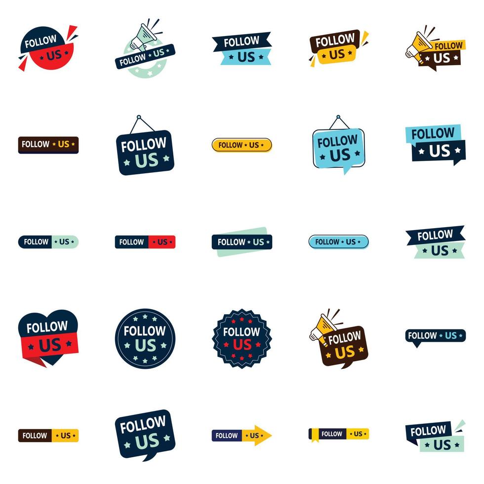 25 High-Converting Follow Us Graphic Elements for Social Media Profiles vector
