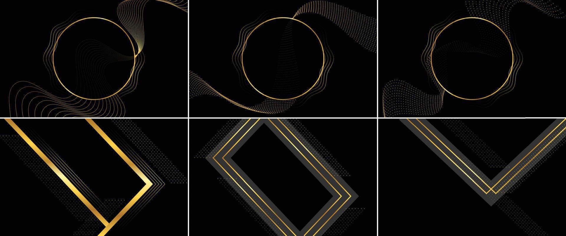 Luxury abstract design set in black and gold vector