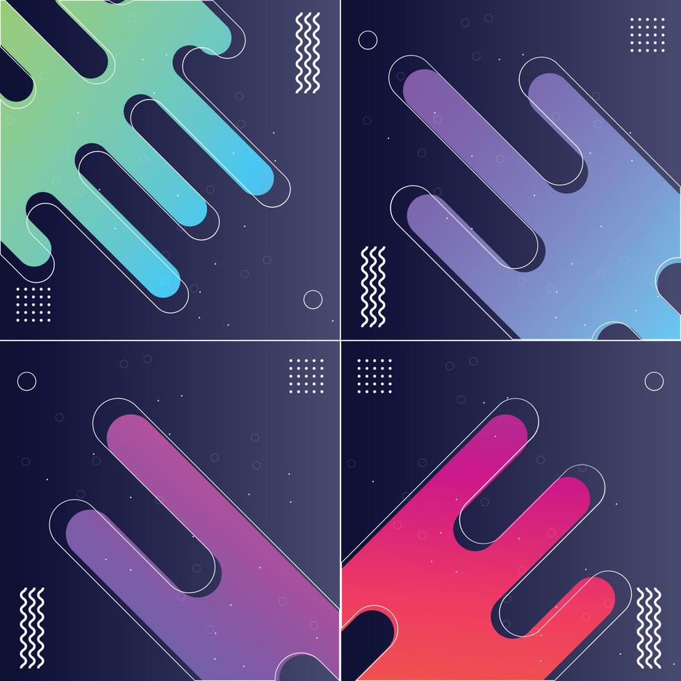 Pack of 4 Modish Style Abstractions in Color Vector Illustrations