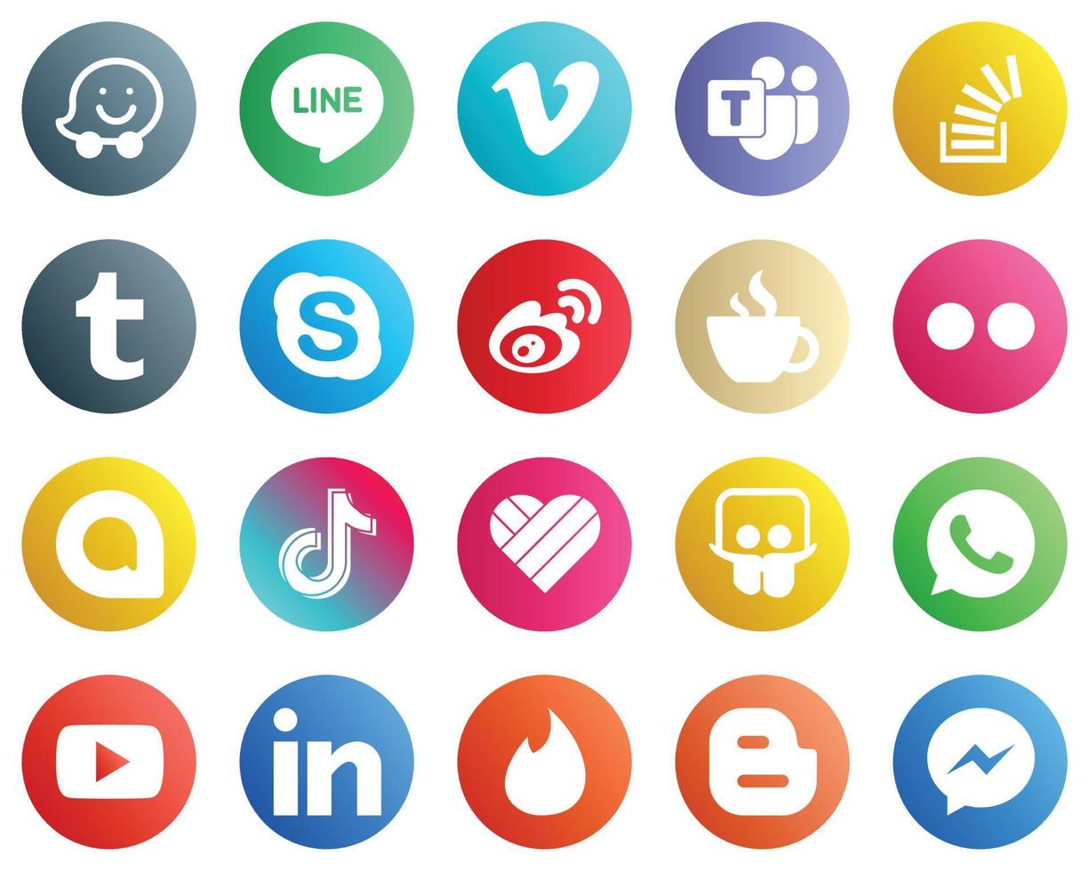 20 íconos únicos de redes sociales como la cafeína. China. valores. iconos de sina y chat. versátil y premium vector