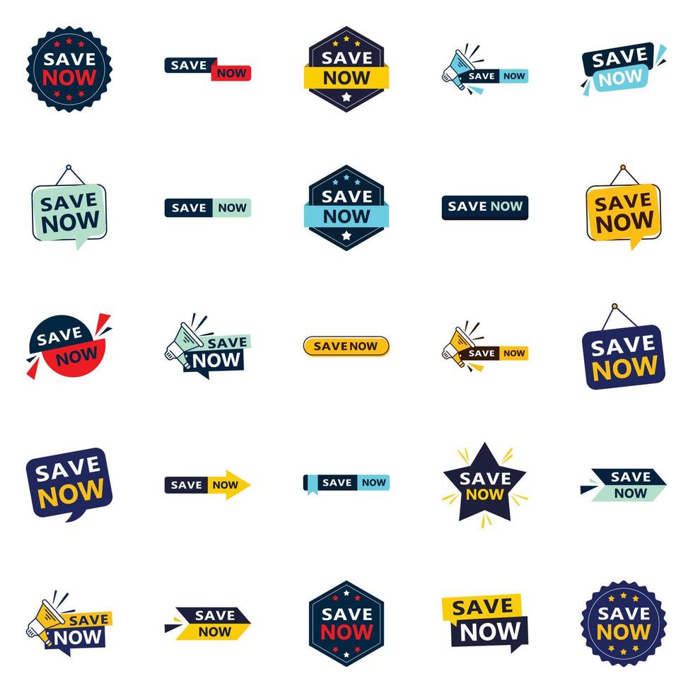 25 Versatile Typographic Banners for promoting savings across platforms vector