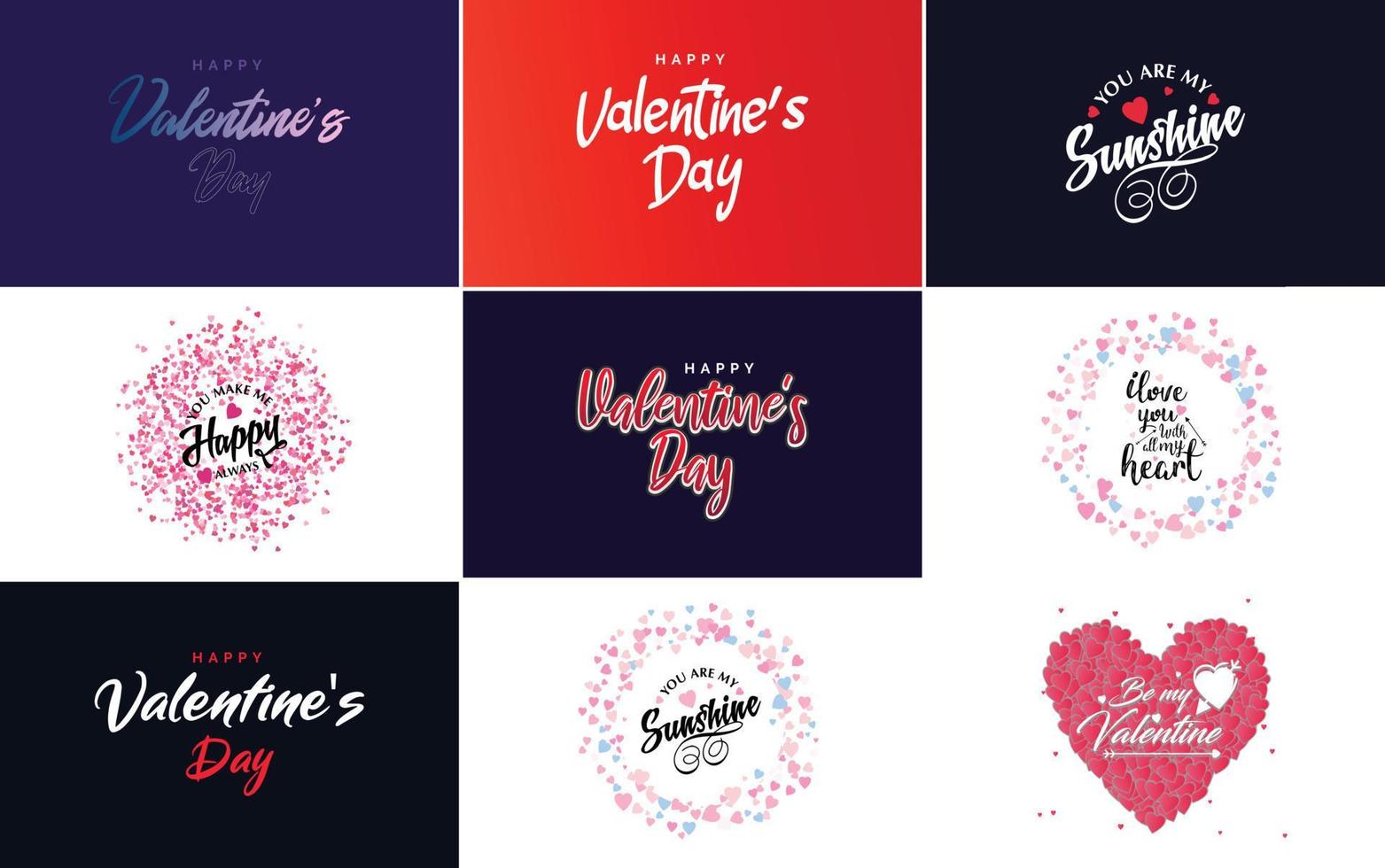 Vector illustration of a heart-shaped wreath with Happy Valentine's Day text