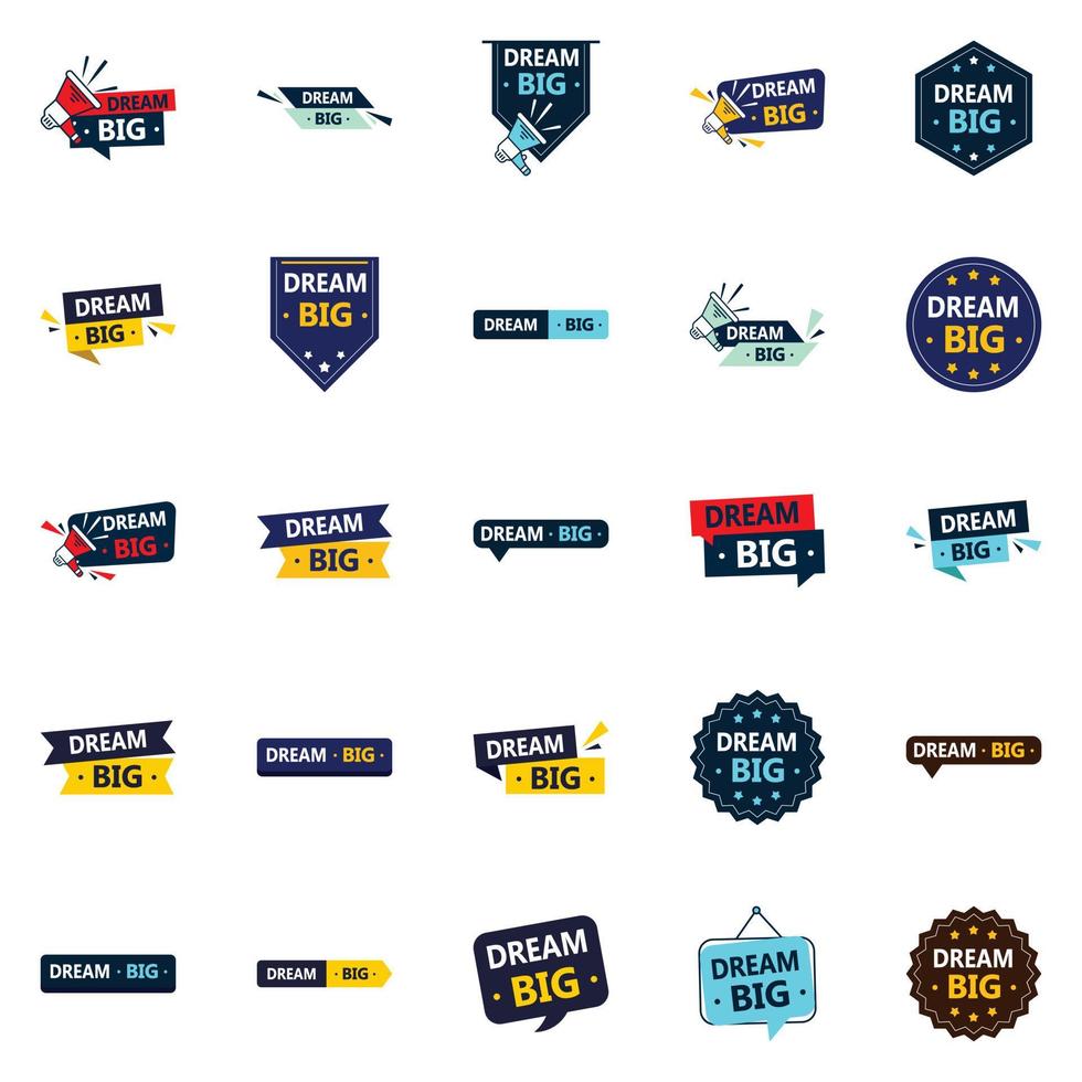 High quality vector elements for realizing your aspirations 25 pack Dream Big