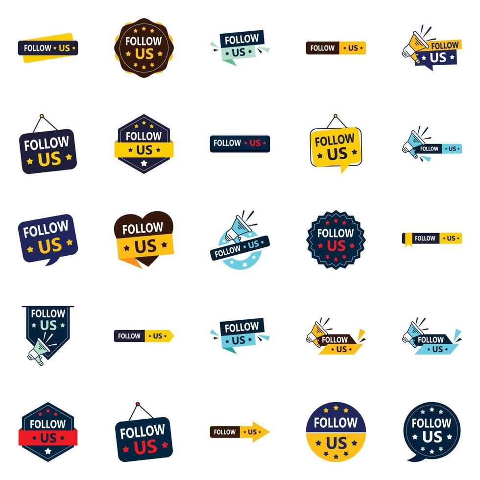 25 High-Converting Follow Us Graphic Elements for Social Media Profiles vector