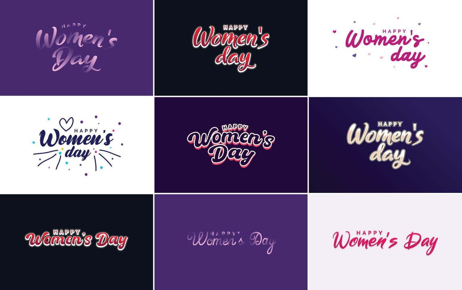 Set of Happy International Woman's Day signs. emblems. and design elements vector collection of signs. labels. and badges
