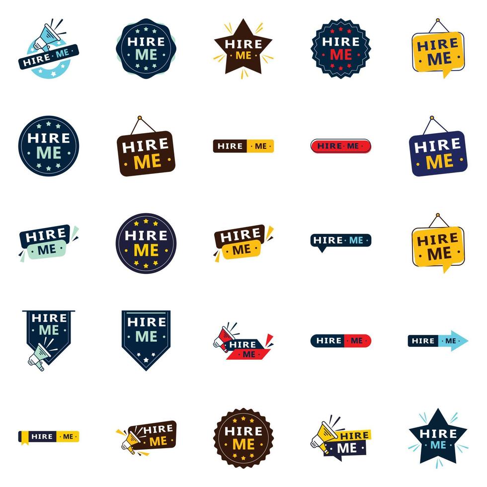 Make a Great First Impression with Our Pack of 25 Hire Me Banners vector