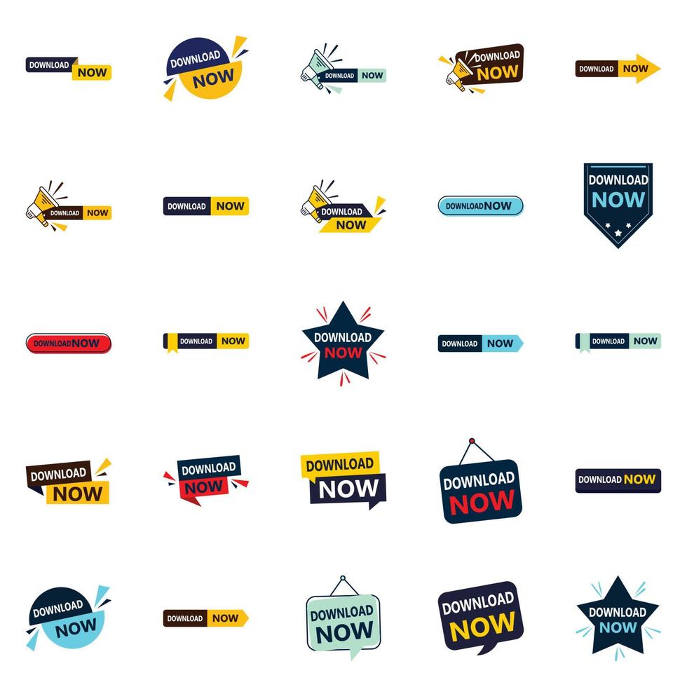 25 Download Now Banners to Promote Your Business vector