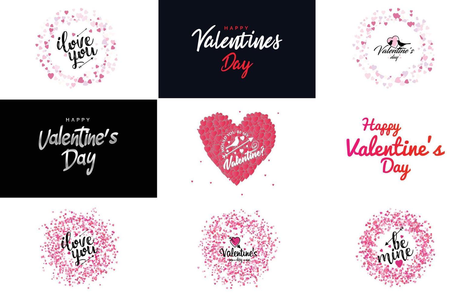 Happy Valentine's Day typography poster with handwritten calligraphy text. isolated on white background vector illustration