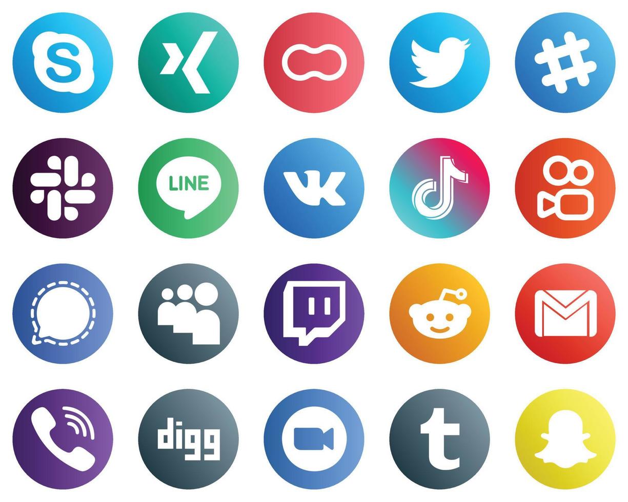 20 Stylish Social Media Icons such as kuaishou. china. spotify. video and tiktok icons. Versatile and professional vector