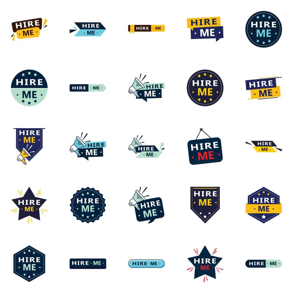 Get the Best Value with Our Pack of 25 Hire Me Banners vector