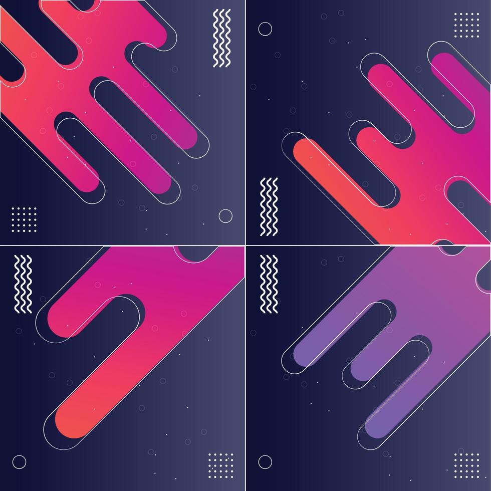 Pack of 4 Minimalistic Fluid Dynamic Shapes with Abstract Geometric Gradients vector