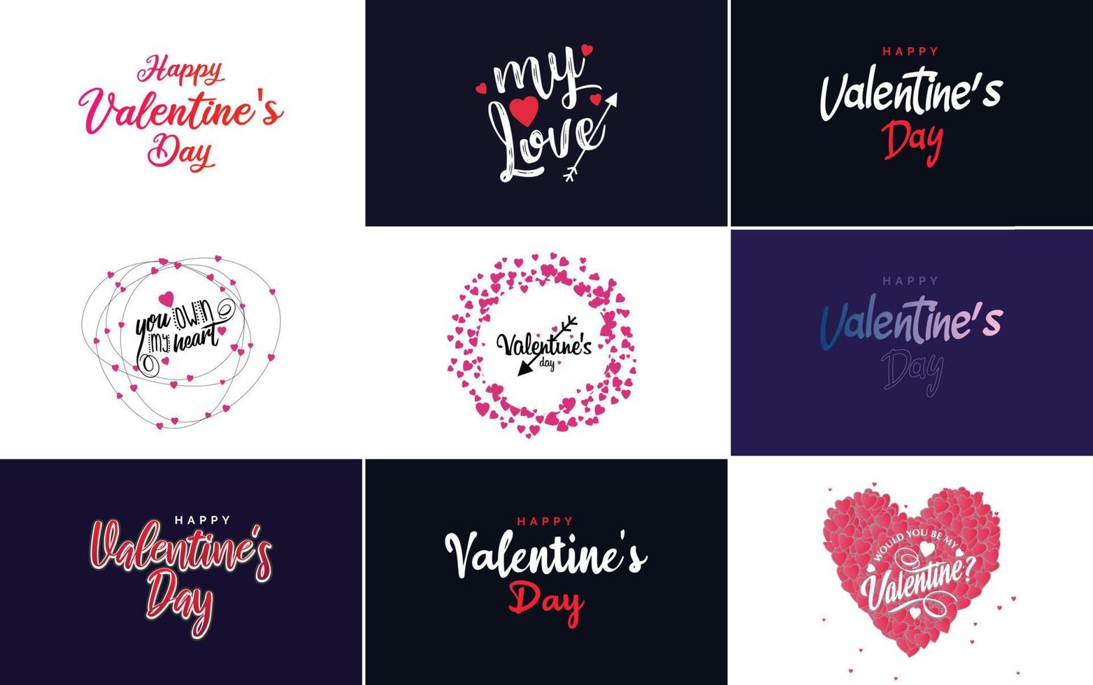 Happy Valentine's Day typography poster with handwritten calligraphy text. isolated on white background vector illustration
