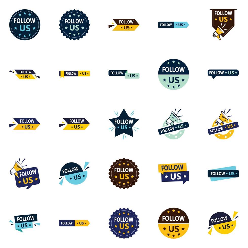 25 impresionantes banners de Síguenos para perfiles de redes sociales vector