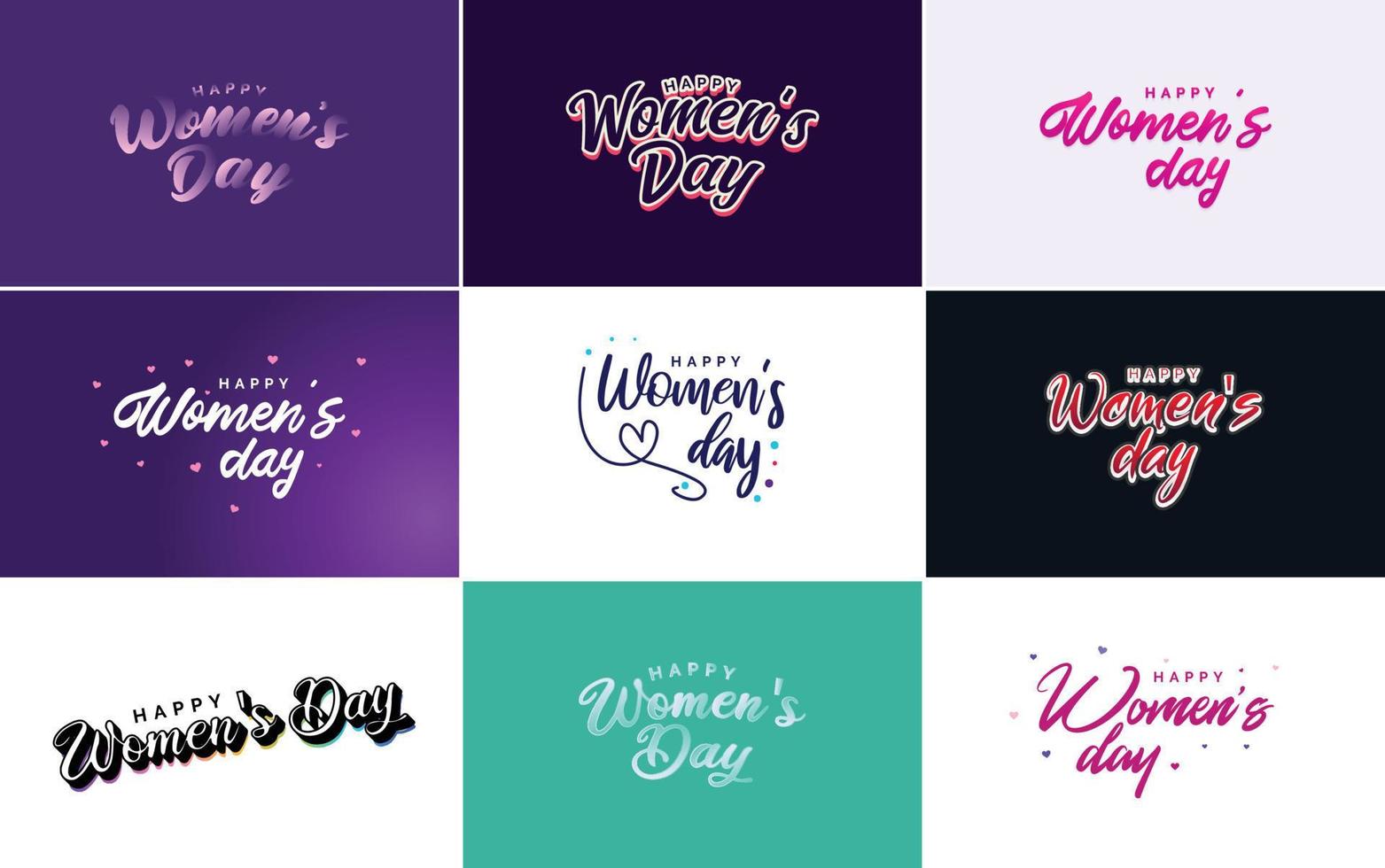 March 8th typographic design set with Happy Women's Day text vector