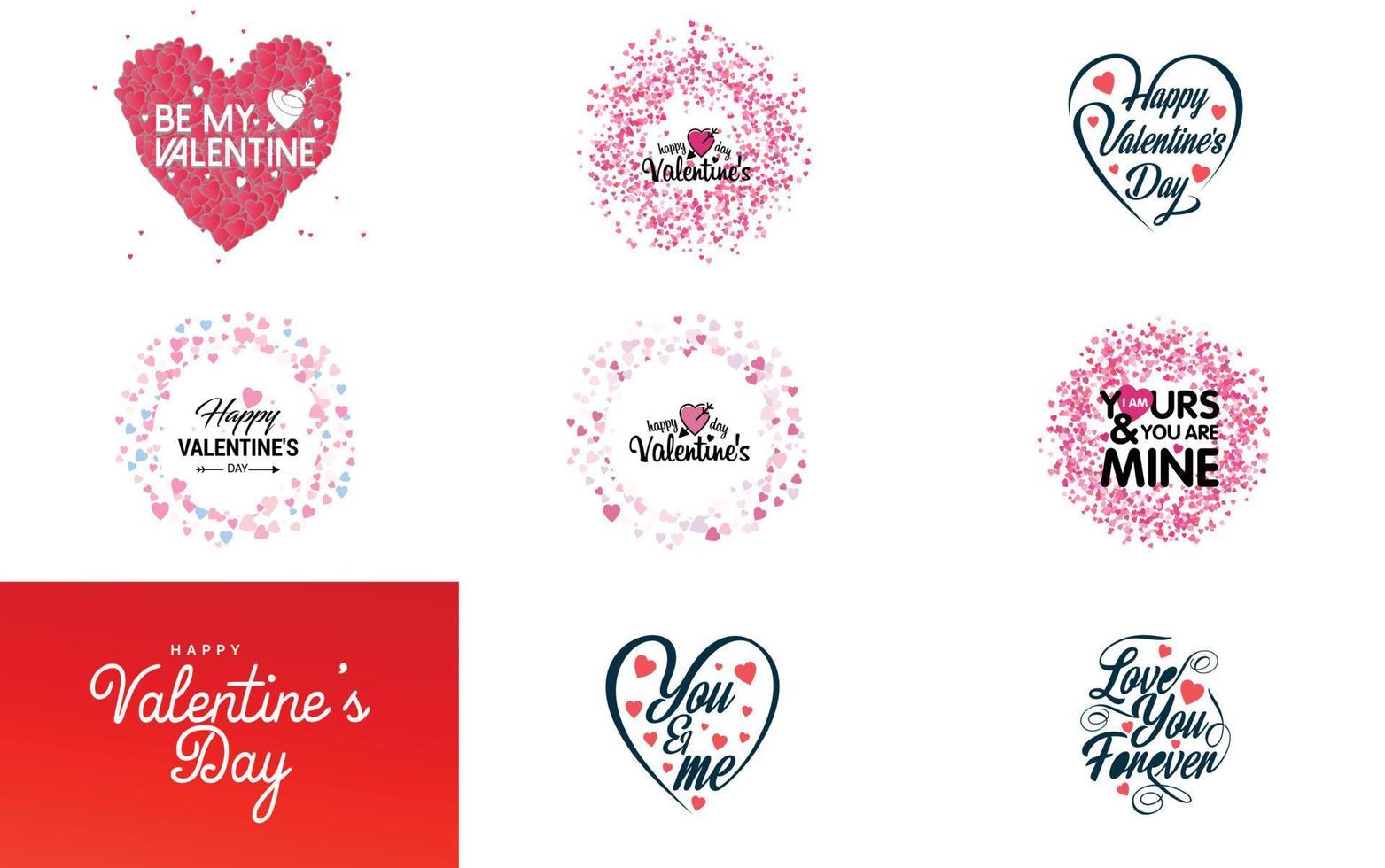 Happy Valentine's Day hand-drawn lettering vector illustration suitable for use in design of flyers. invitations. posters. brochures. and banners