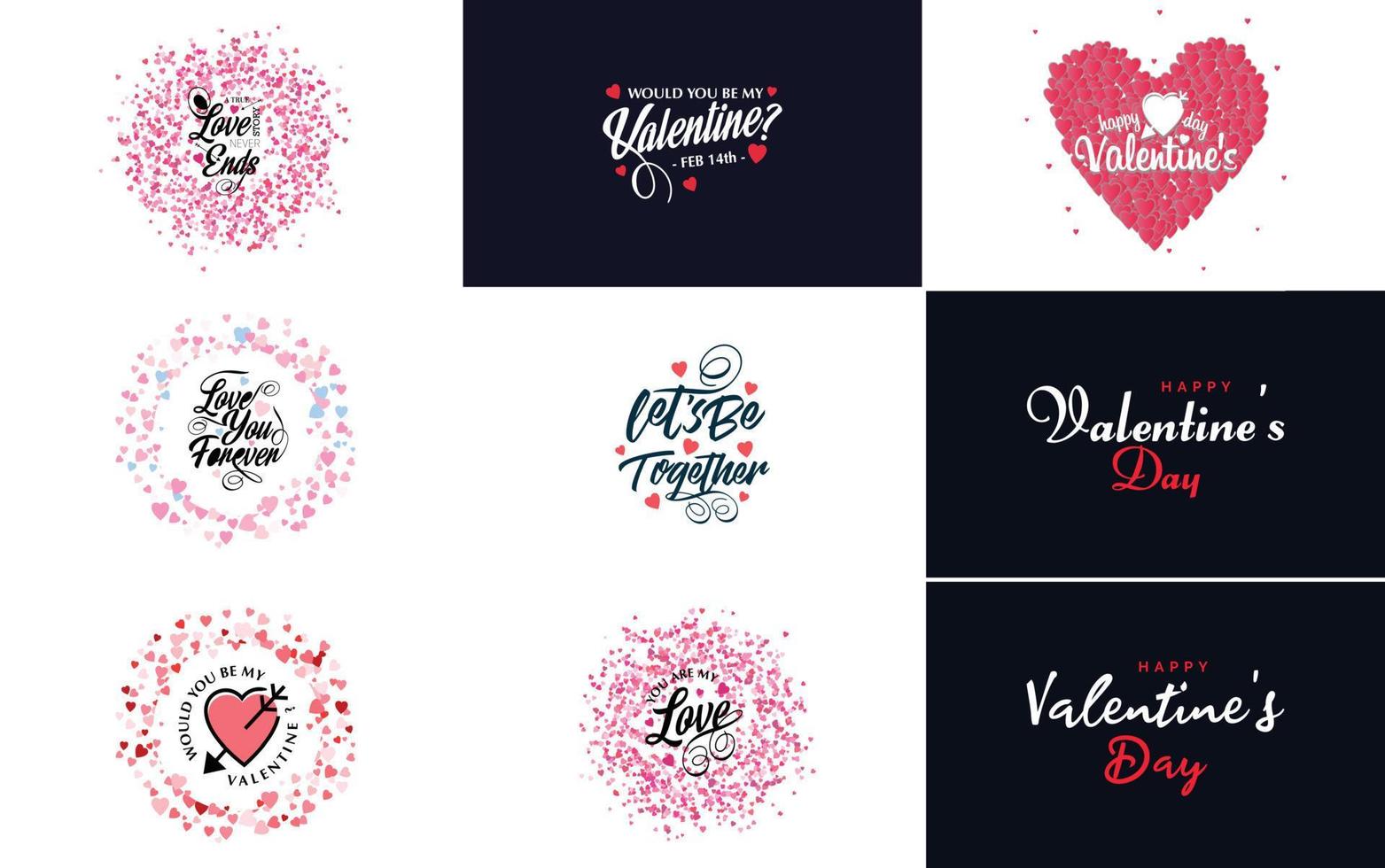 Happy Valentine's Day typography design with a heart-shaped balloon and a gradient color scheme vector