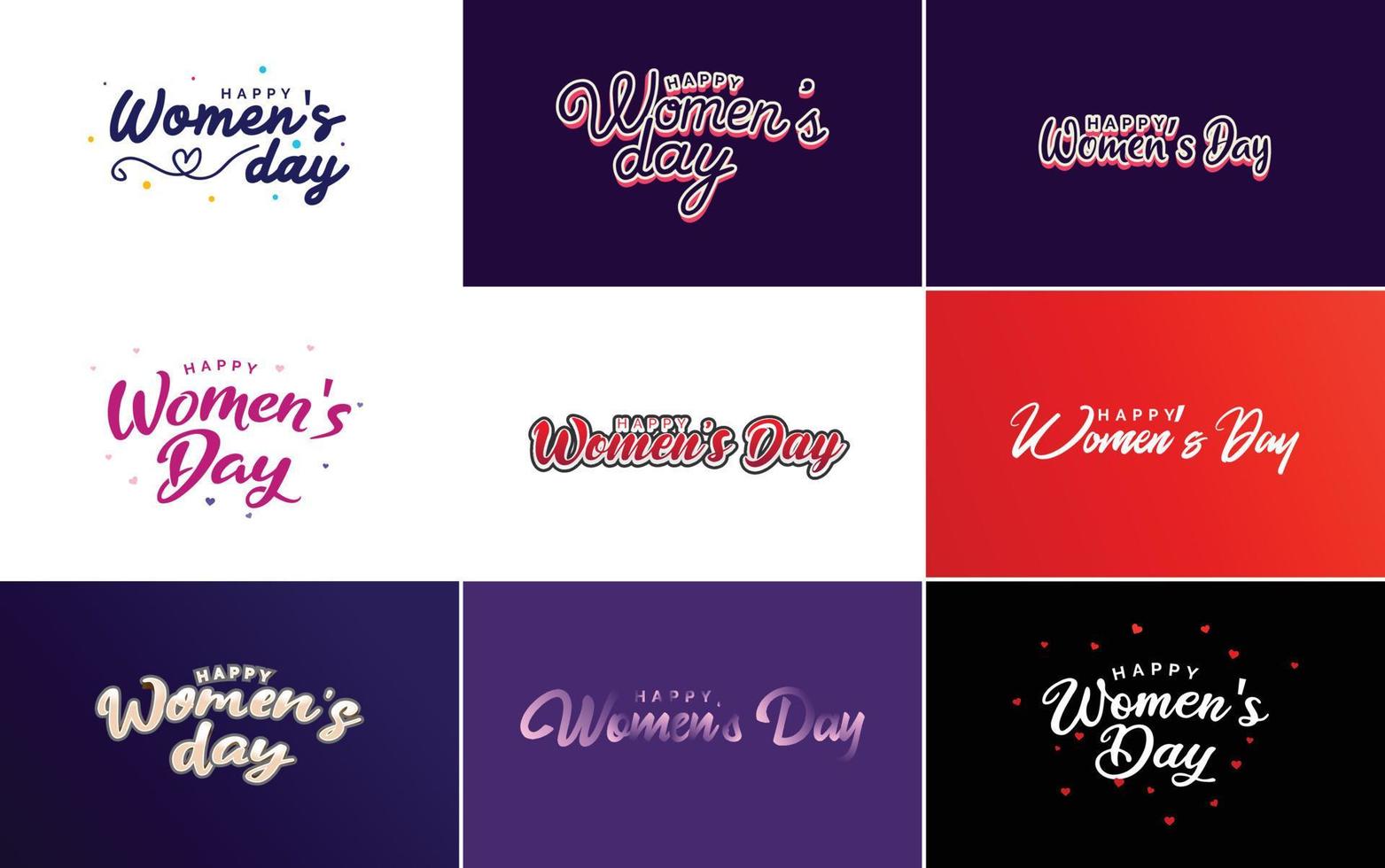 Abstract Happy Women's Day logo with a love vector design in pink. red. and black colors