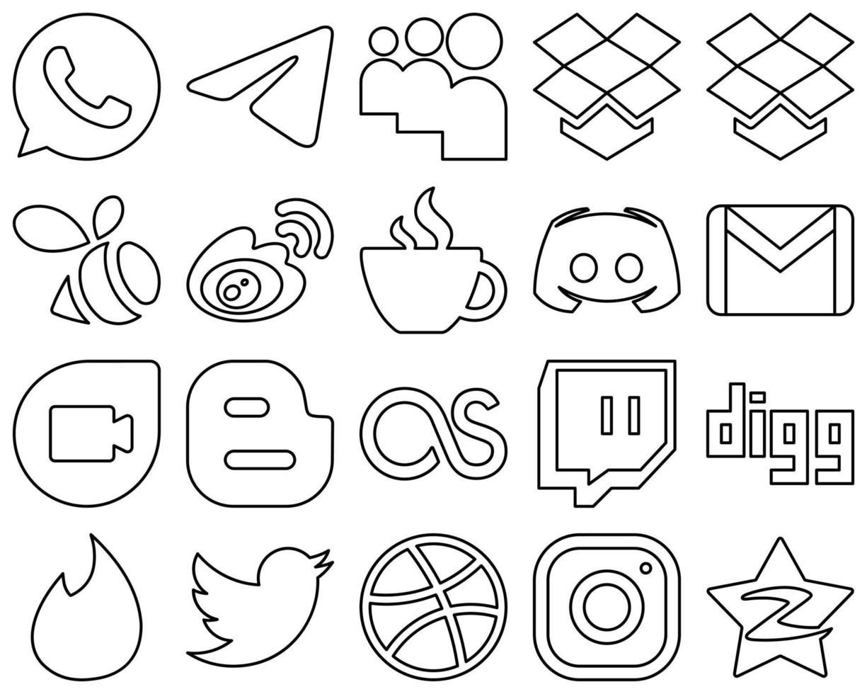 20 Stylish Social Media Icons such as text. discord. blogger and caffeine  icons. Clean and professional 18713900 Vector Art at Vecteezy