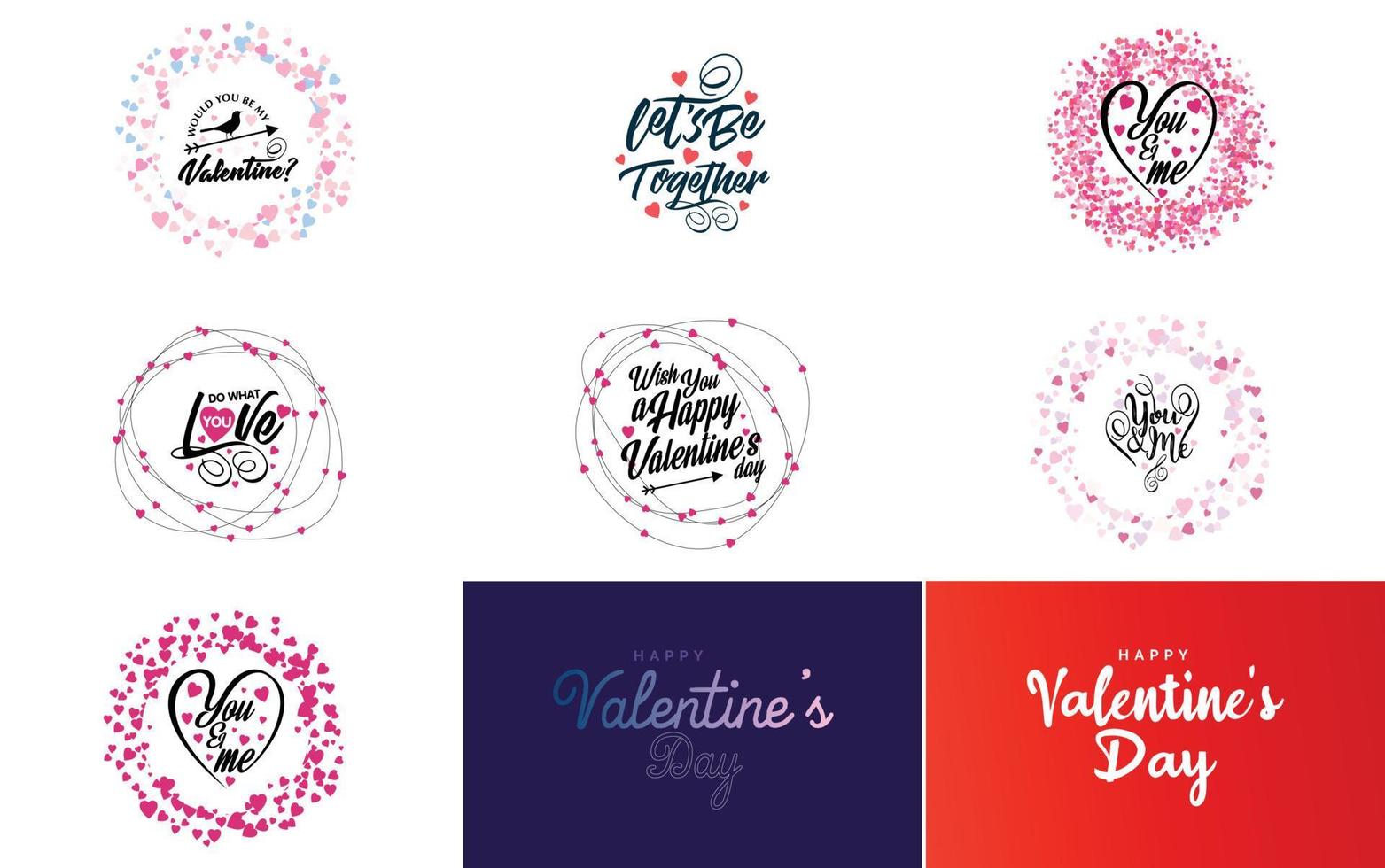 Vector illustration of a heart-shaped wreath with Happy Valentine's Day text