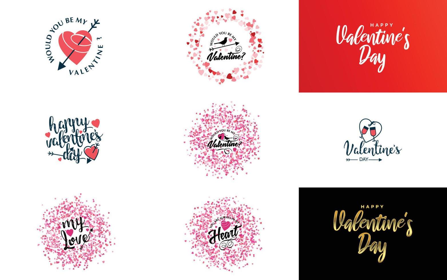 Happy Valentine's Day hand lettering calligraphy text and heart. isolated on white background vector illustration