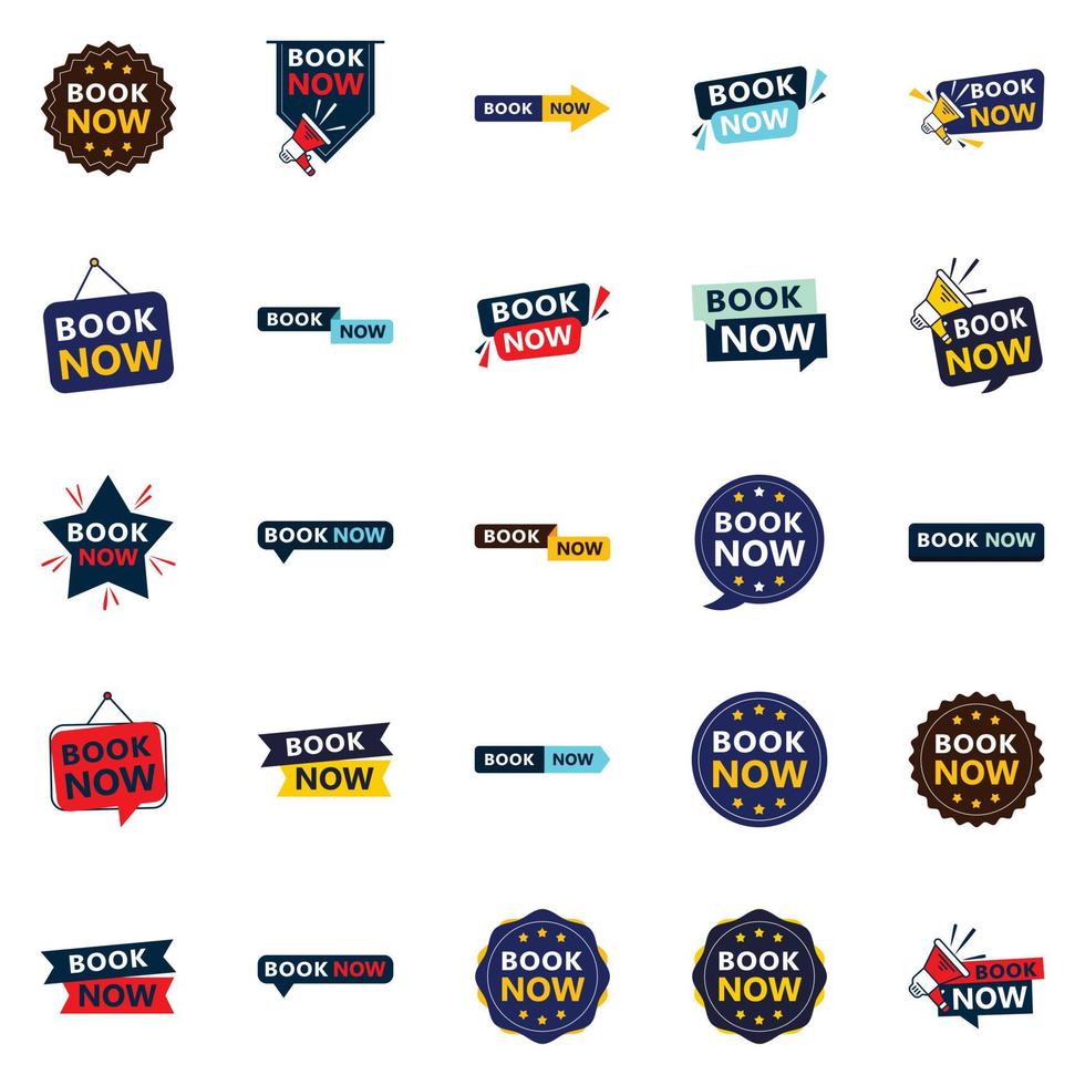 Grab Customers Attention with Our Pack of 25 Book Now Banners vector