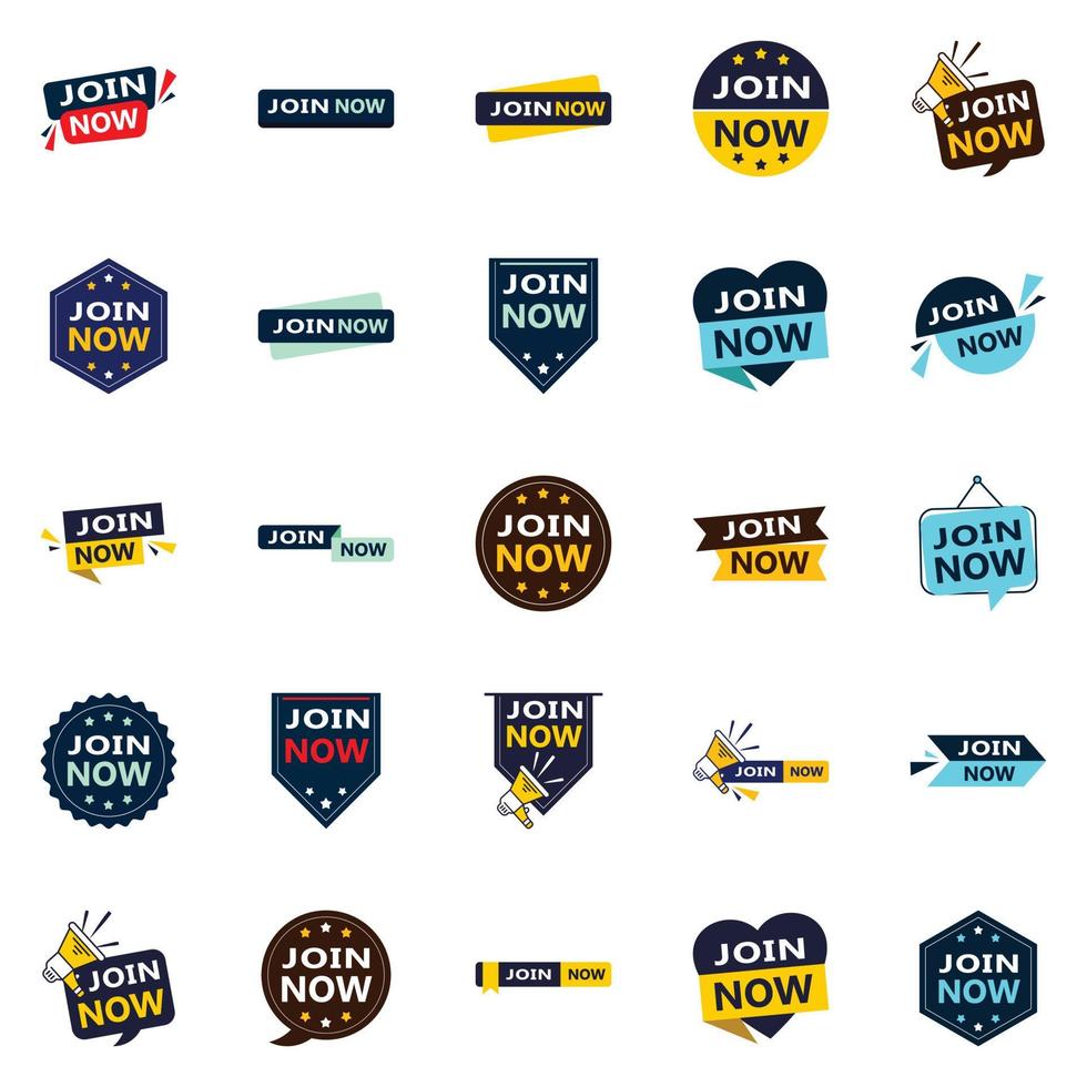 Join Now 25 Fresh Typographic Elements for a modern membership promotion vector
