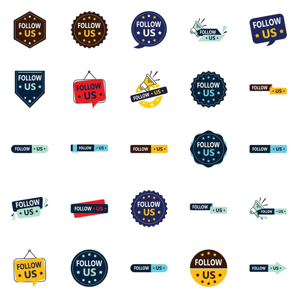 20 Follow-Boosting Follow Us Graphic Elements for Social Media vector