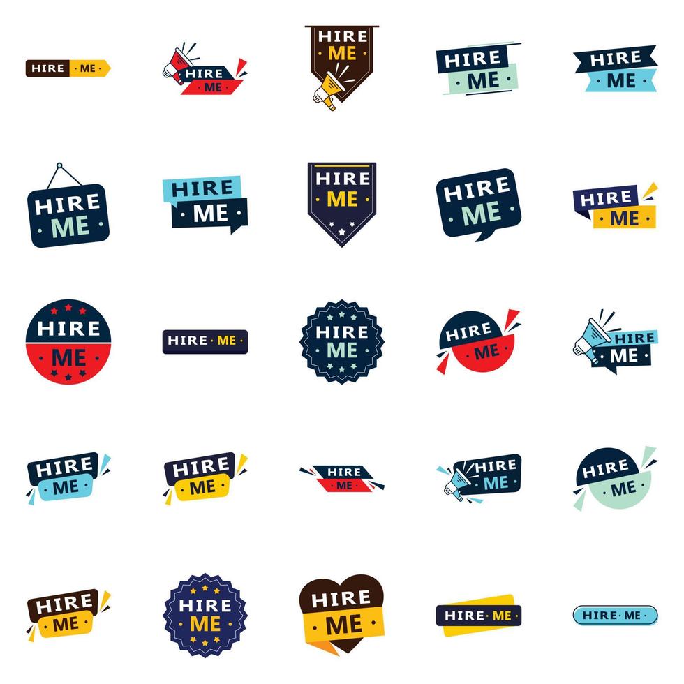 Get the Best Value with Our Pack of 25 Hire Me Banners vector
