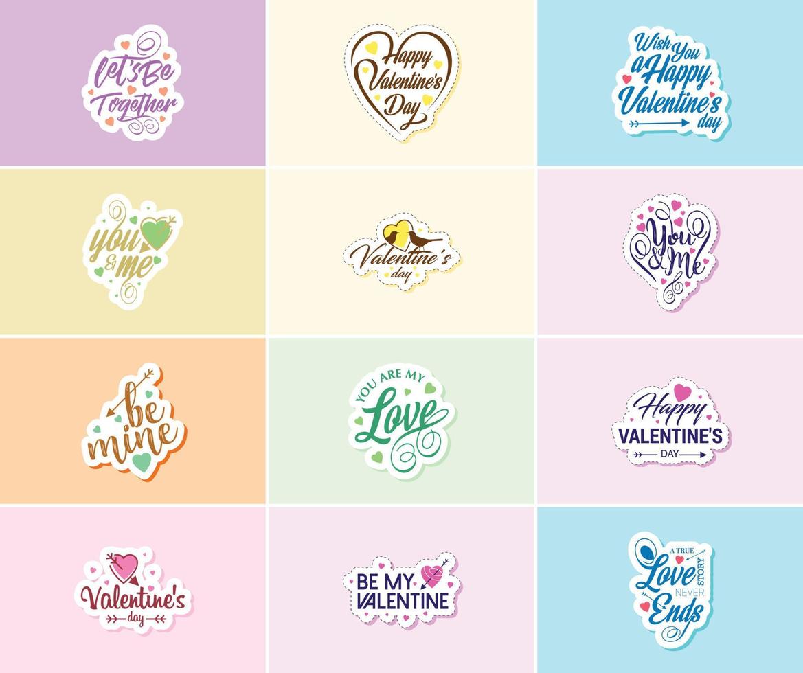 Heartwarming Valentine's Day Typography and Graphics Stickers vector
