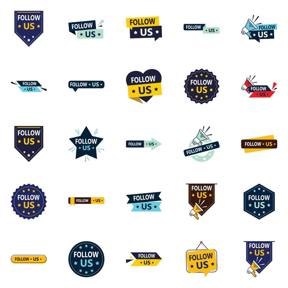 25 Follow-Boosting Follow Us Graphic Elements for LinkedIn and Pinterest vector