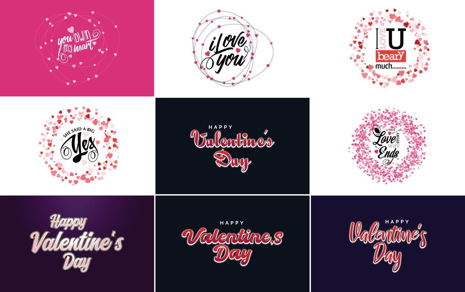 Vector illustration of a heart-shaped wreath with Happy Valentine's Day text