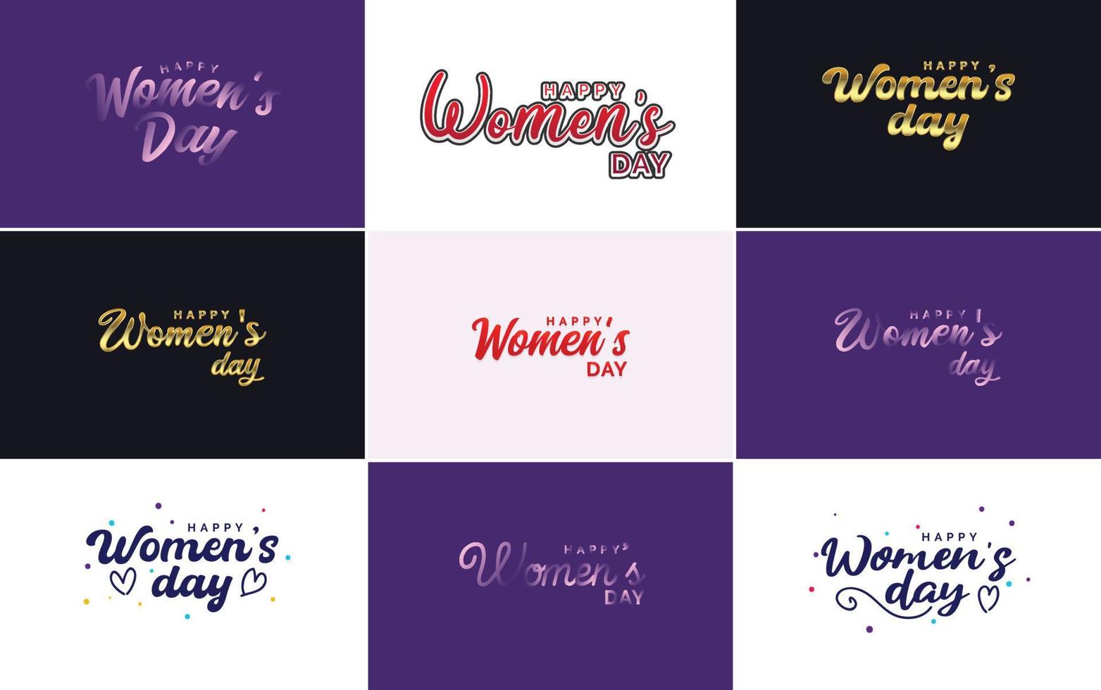 Happy Women's Day design set featuring a gradient color scheme vector