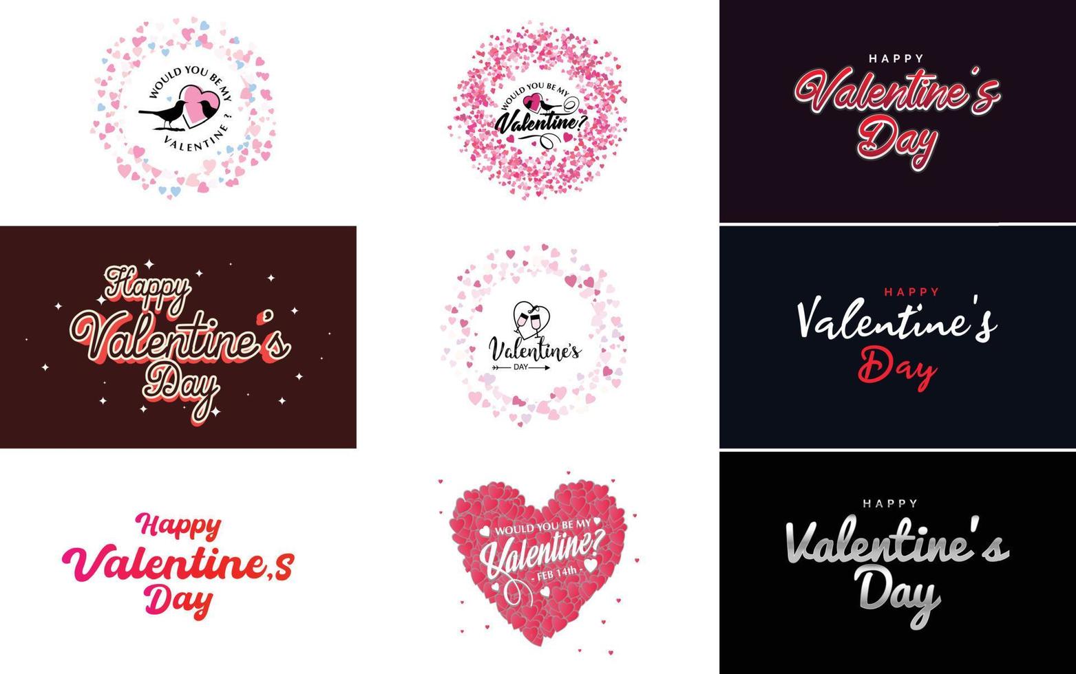 Happy Valentine's Day typography design with a heart-shaped theme vector