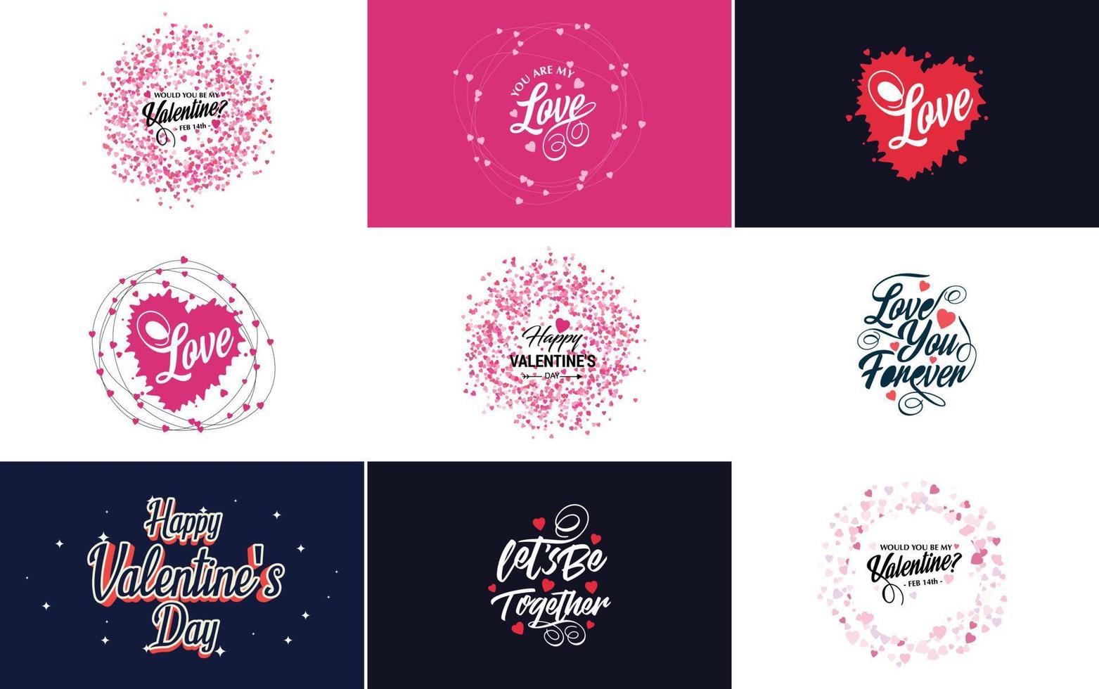 Love and Valentine's calligraphy with cute hearts. Valentine's Day template or background suitable for use in Love and Valentine's Day concepts vector