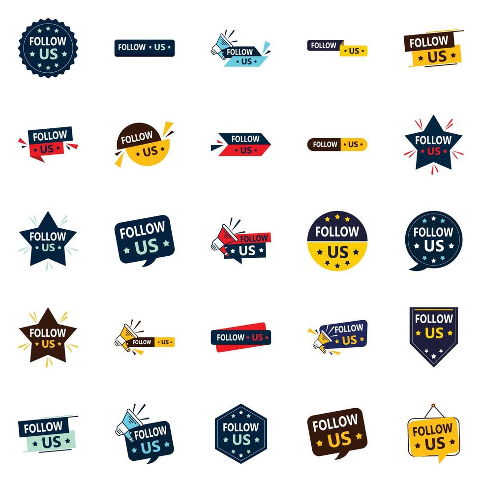 20 High-Quality Follow Us Graphic Elements for Social Media vector