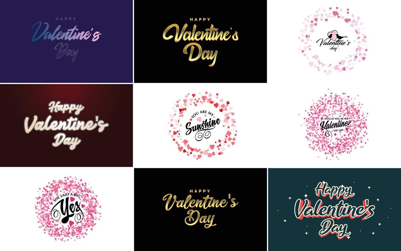 Happy Valentine's Day typography poster with handwritten calligraphy text. isolated on white background vector illustration