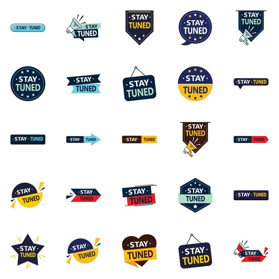 25 Fresh Stay Tuned text Elements for a modern look in your advertising vector