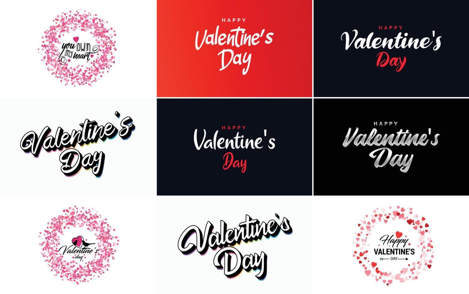 Happy Valentine's Day typography poster with handwritten calligraphy text set vector