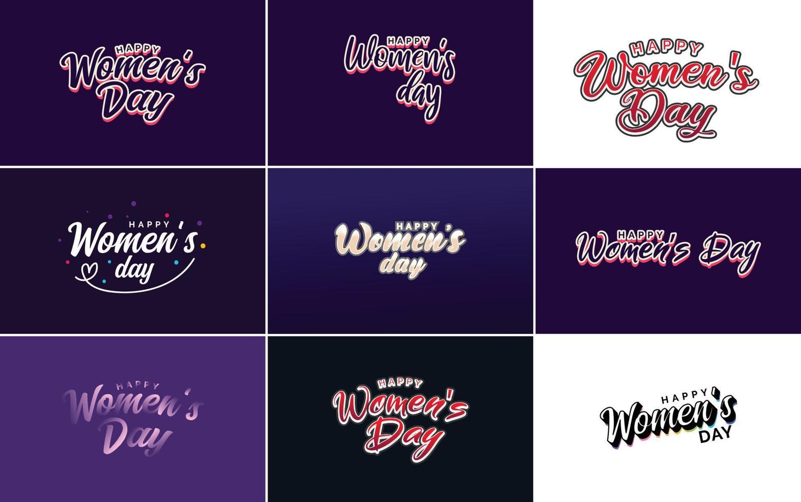 Set of cards with International Women's Day logo and a bright. colorful design vector