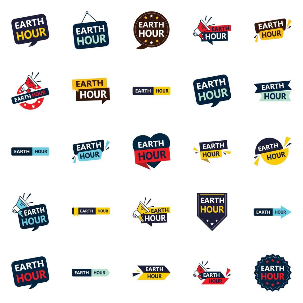 25 Editable Vector Designs in the Earth Hour Bundle Perfect for Personalized Climate Action Campaigns