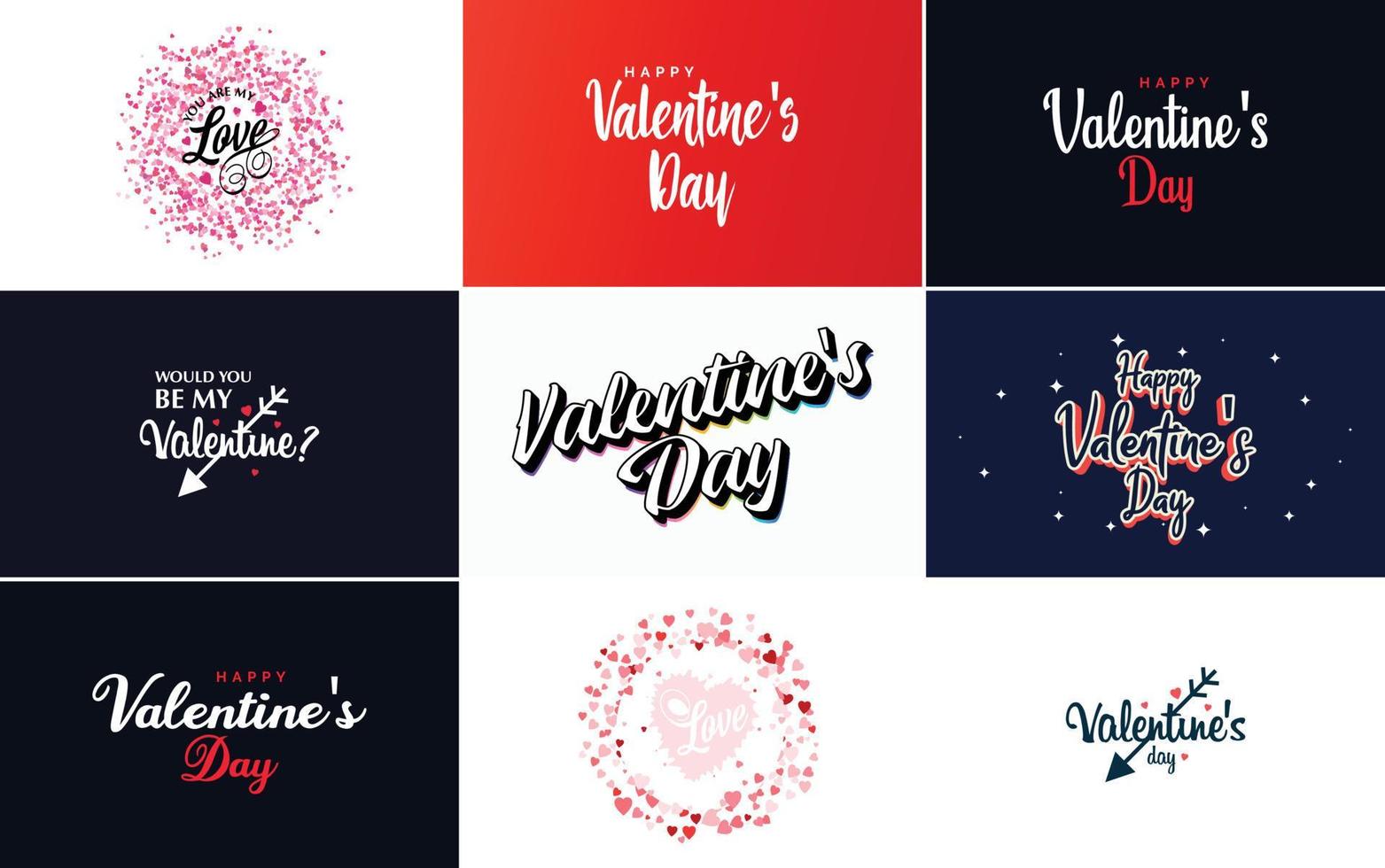 plantilla de tarjeta de felicitación de feliz día de san valentín con un tema floral y un esquema de color rojo y rosa vector