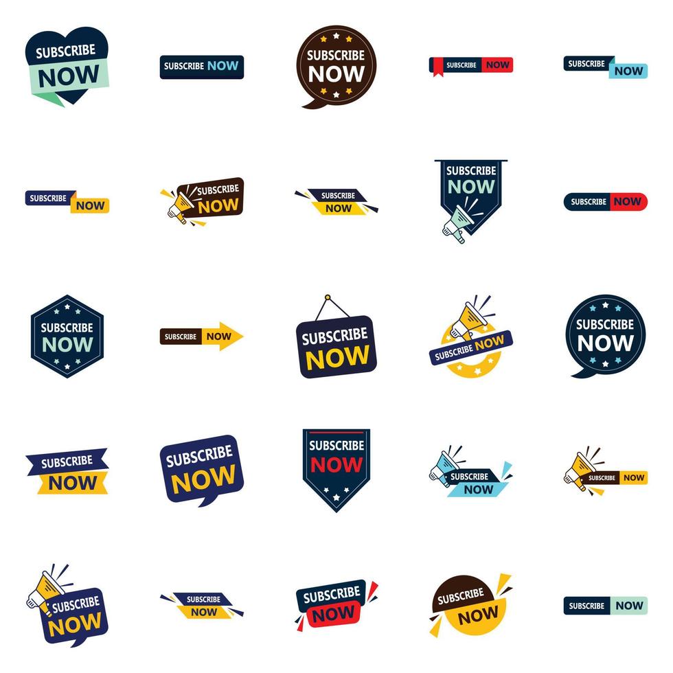 25 Customizable Subscribe Now Graphic Elements for Digital Marketing vector