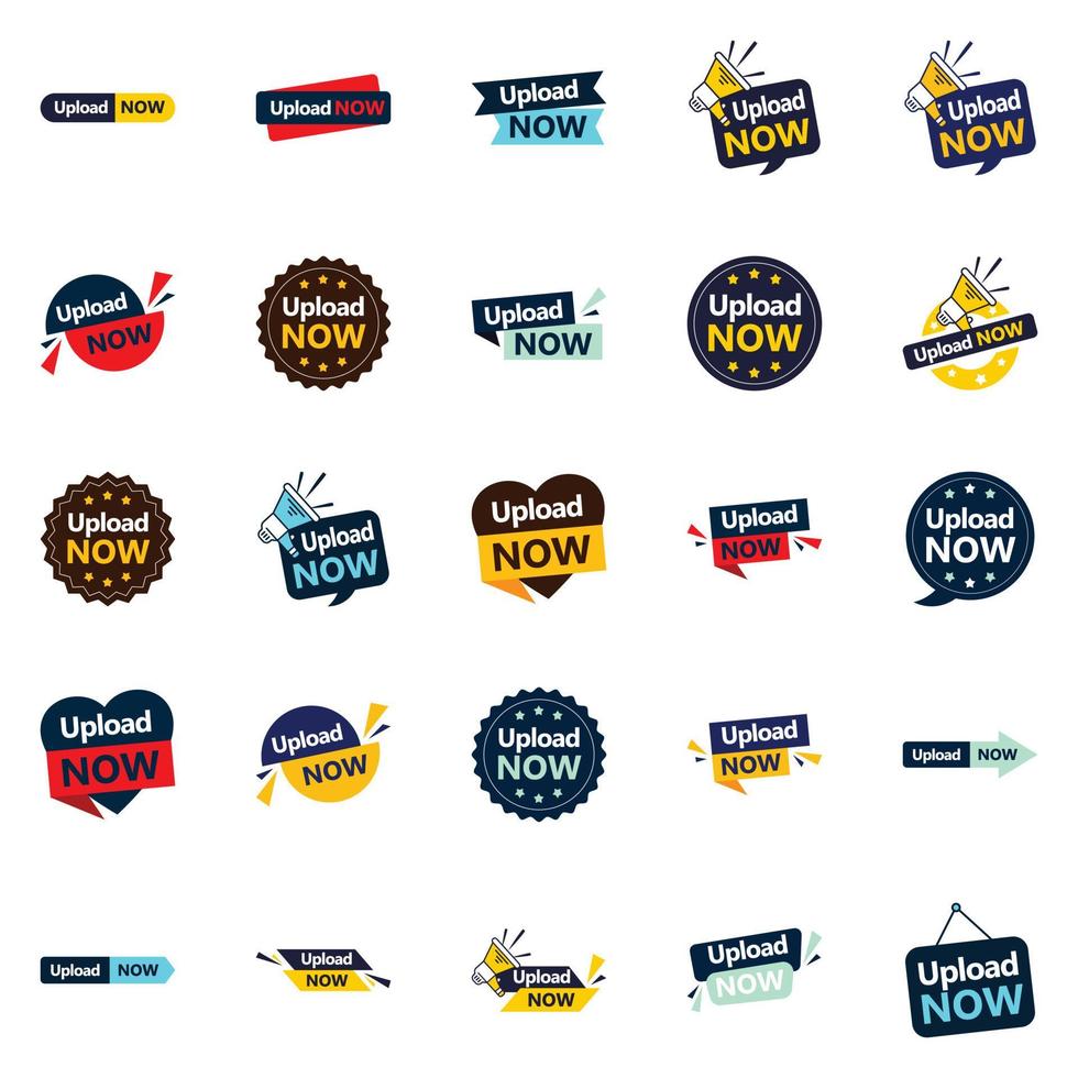 25 Professional Vector Designs in the Upload Now Bundle Perfect for Advertising and Marketing