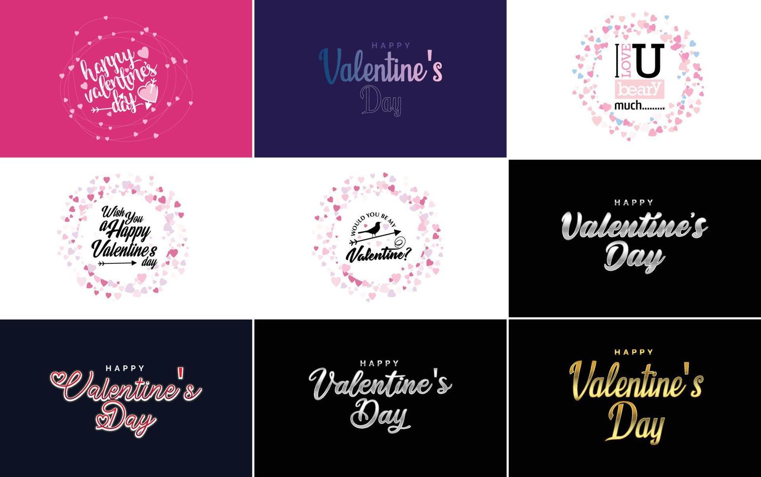 Happy Valentine's Day greeting card template with a heart theme and colorful backgrounds vector