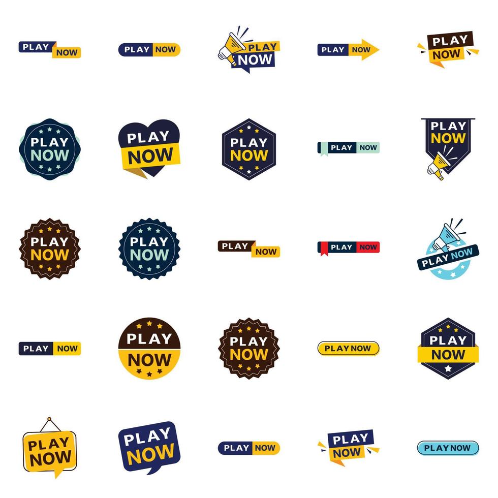 Make a Big Impact with Our Pack of 25 Play Now Banners vector
