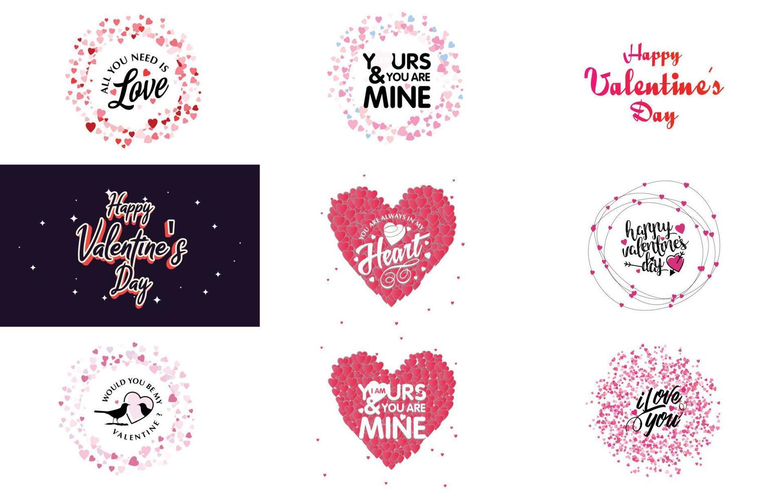 Happy Valentine's Day greeting card template with a romantic theme and a red and pink color scheme vector