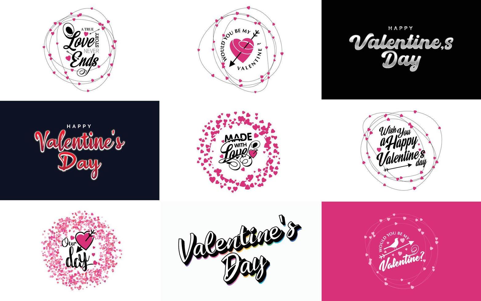 Valentine's Day typography design with heart shapes vector