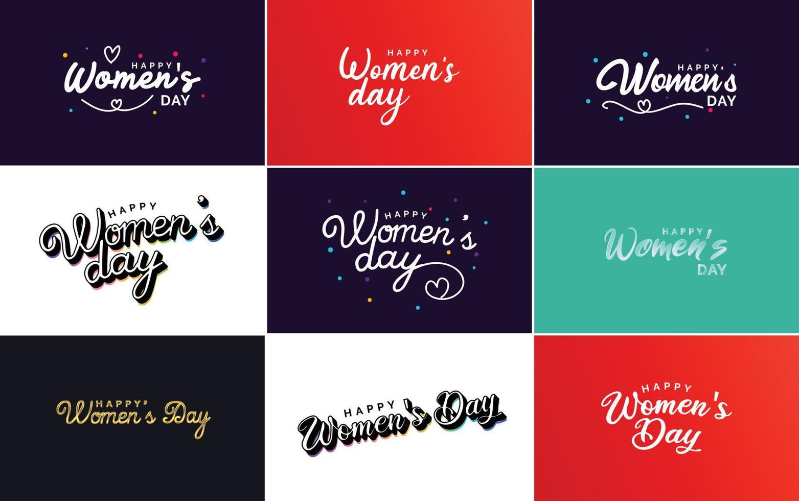 Happy Women's Day typographical design elements set for greeting cards vector