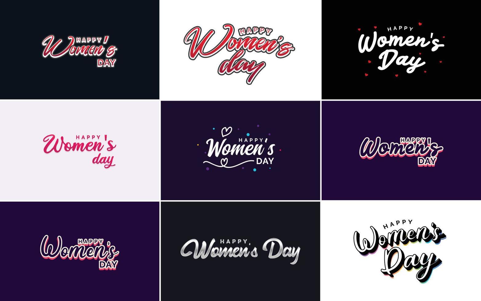 Set of cards with International Women's Day logo and a bright. colorful design vector