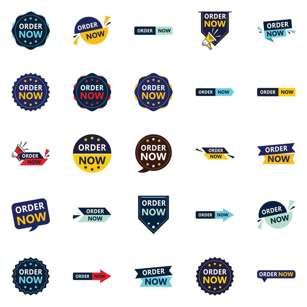 Get Your Customers Ordering with Our Pack of 25 Order Now Banners vector